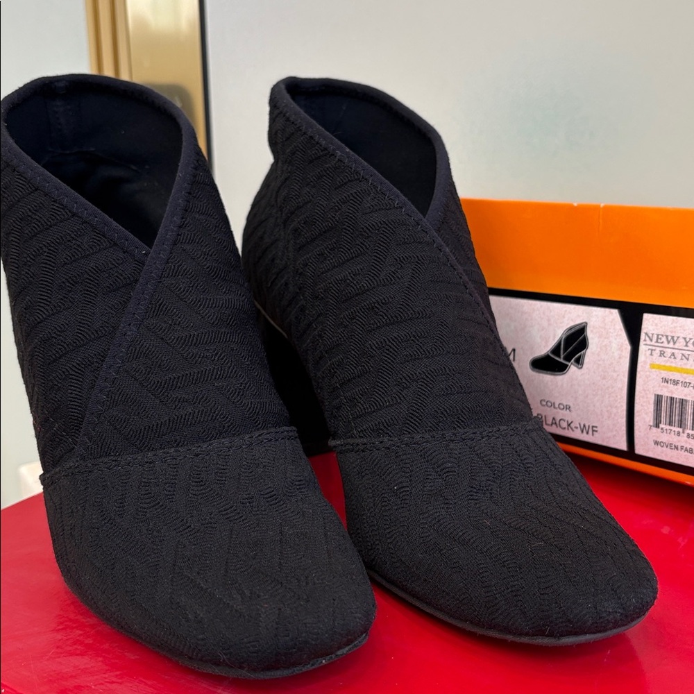 New York Transit Black Textured Heeled Boots
